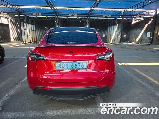 TESLA MODEL Y 2022 — 104 000 км, красный, Корея — под ключ — фото 2
